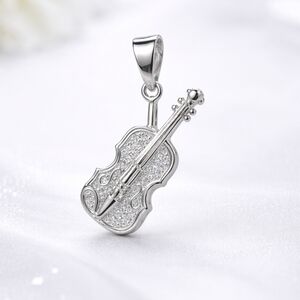 Moissanite 0.5CTW NWT 925 Silver Violin Pendant
